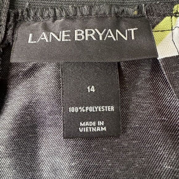 Lane Bryant Women's Full Circle Skirt Black White Lime Block Knee Size 14 - Picture 4 of 11
